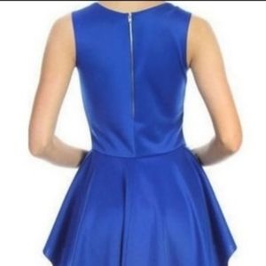Blue peplum jumpsuit with tail